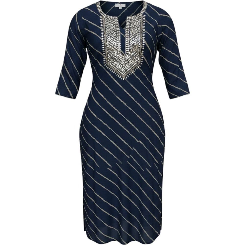 Embellished Navy Midi Dress with Silver Accents